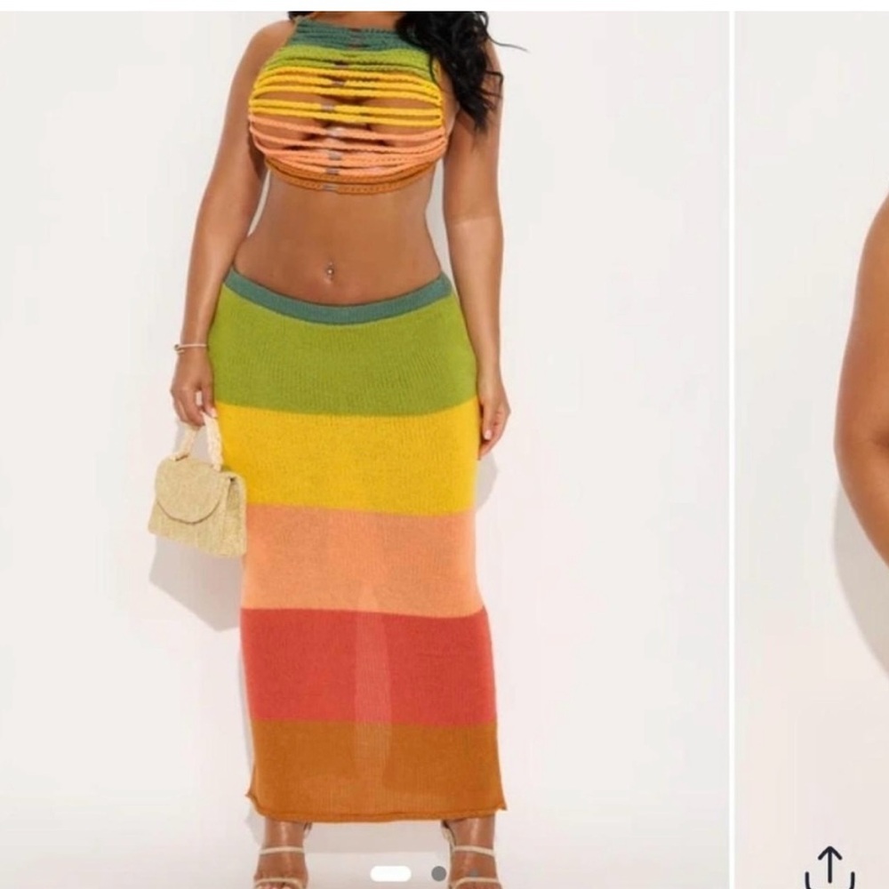 Fashion Nova Multicolor Knit Swim Coverup